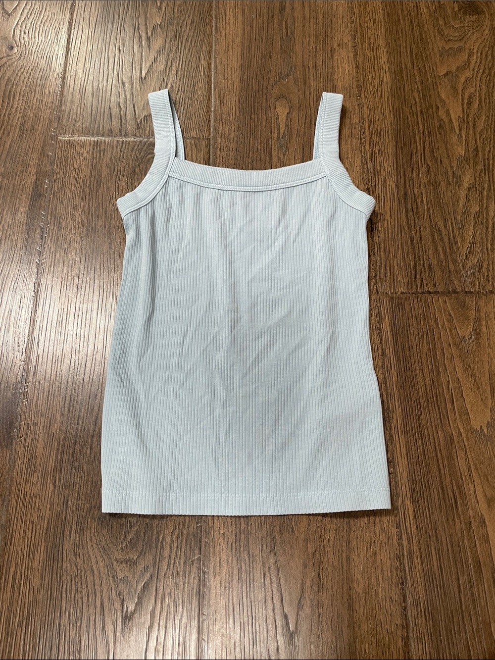 American Eagle Outfitters Light Blue Ribbed Square-Neck Tank